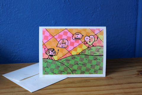 Love U, From a Distance Risograph Card