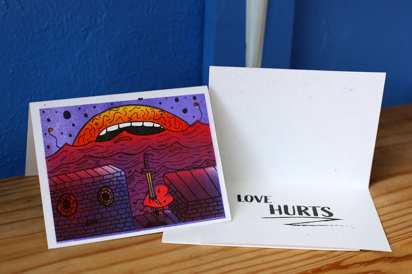 Love Hurts Risograph Card